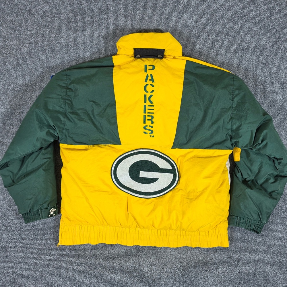 Vintage Triple FAT Goose Green Bay Packers Down Puffer Jacket Men Large NFL FLAW